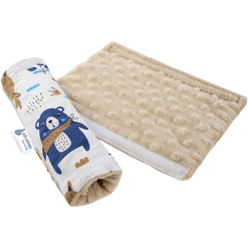 Medi Partners Cotton + minky car seat belt protector – Boho animals + beige minky Cene
