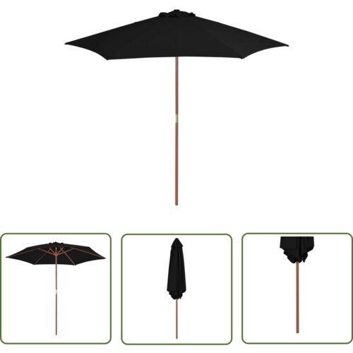  The Living Store Zunanji senčnik z lesenim drogom črn 270 cm - Senčnik, (21743570) Cene