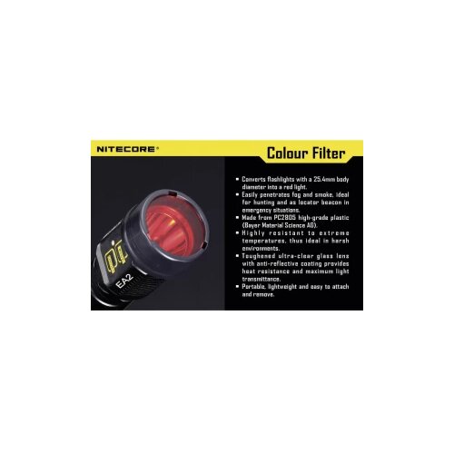 Nitecore NITNFR25 filter u boji EC1, EC2, EA1, EA2, MT2C, P12, SRT3, SRT5 i svjetiljke &Oslash; 25 mm crvena Cijene