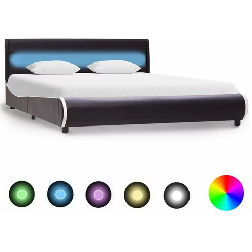  za krevet od umjetne kože s LED svjetlom crni 160x200 cm
