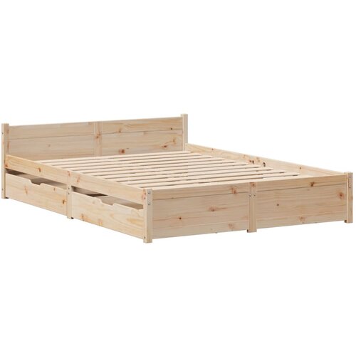 vidaXL Posteljni okvir s predali 140x190 cm trdna borovina, (21338018) Cene