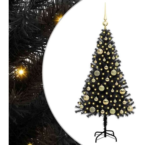 VidaXL Božićno drvce s 150 LED svjetlima s stalakom Crna 120 cm PVC Slike