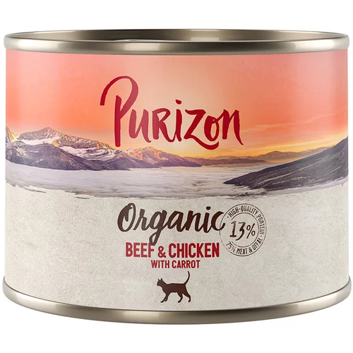 Purizon Ekonomično pakiranje Organic 12 x 200 g - Govedina i piletina s mrkvom