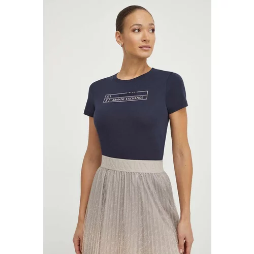 Armani Exchange Pamučna majica za žene, boja: tamno plava