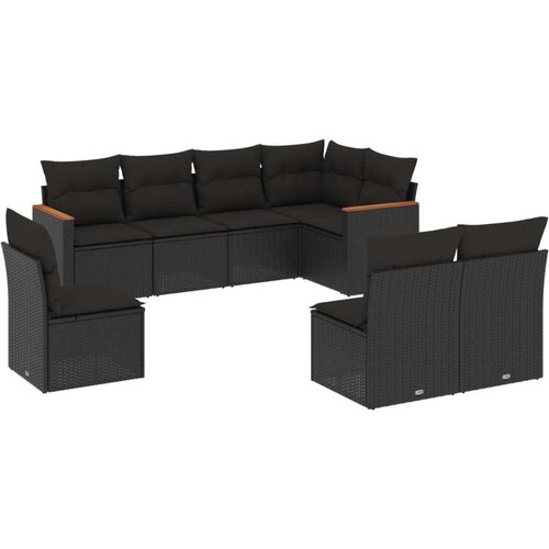  8-dijelni set vrtnih sofa od poliratana s jastucima crni Slike