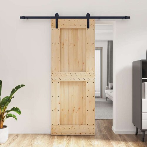  Drsna vrata s kompletom vodil 80x210 cm trdna borovina, (20999140) Cene