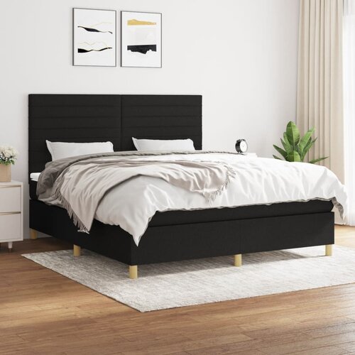 VidaXL Krevet s oprugama i madracem crni 160x200 cm od tkanine Slike
