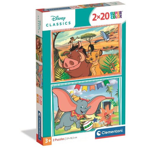 Slagalica 2x20 Super Color DISNEY KLASIČNI KRALJ LAVOVA I DUMBO | Clementoni 24837 | 3+ Slike