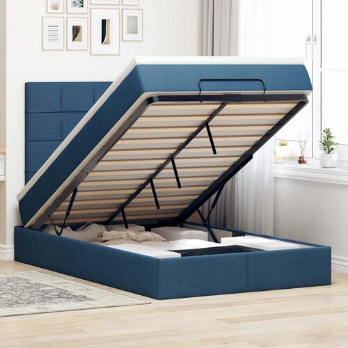  Otomanski krevet s madracem i LED plavi 120x200 cm tkanine Cijene