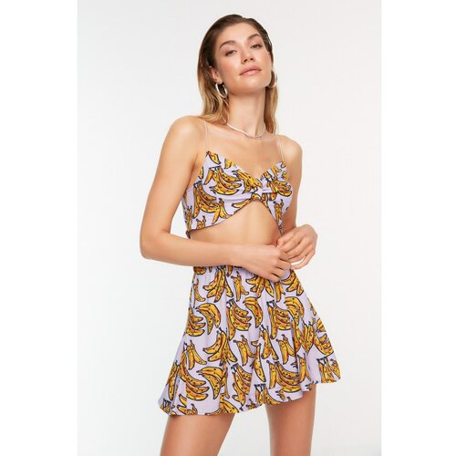 Trendyol Fruit Patterned Blouse-Skirt Set Cene