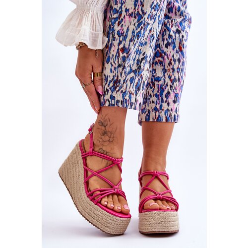 Kesi fashionable wedge sandals with Fuchsia Nessia braid Slike