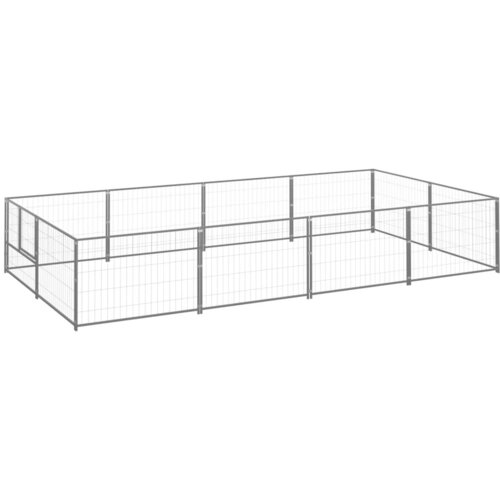 vidaXL pasji boks srebrn 8 m² jeklo Cene