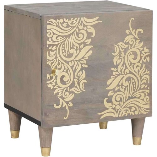 vidaXL Nočna omarica Siva 40 x 33 x 46 cm trden mangov les Cene