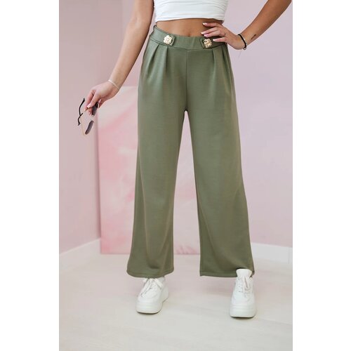 Kesi Włoski Wide-leg trousers buttery-fabric khaki Cijene