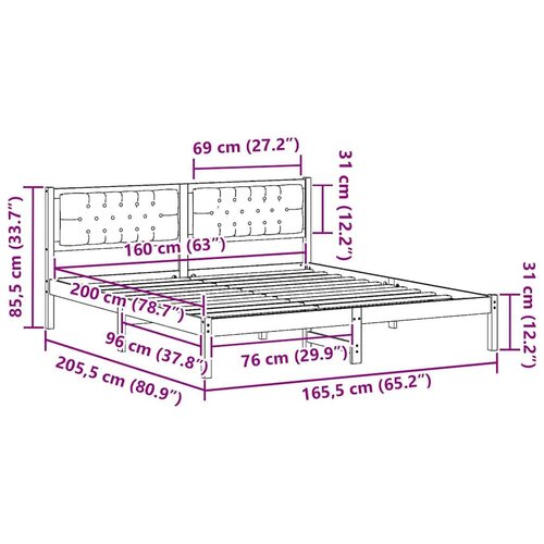  Okvir za krevet Tamno siva 160 x 200 cm tkanina Slike