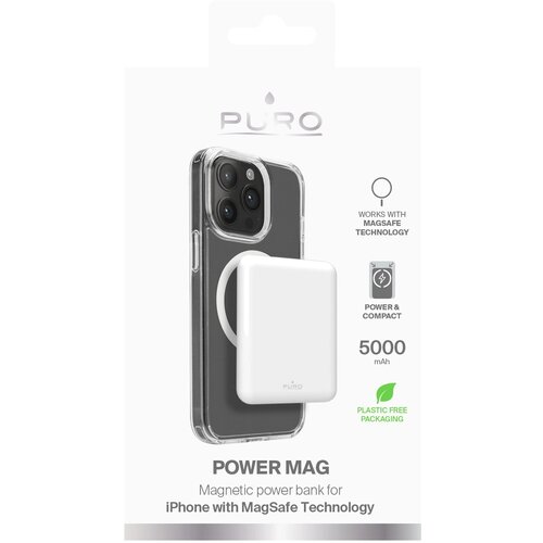 BZ POWERBANK PURO POWER MAG 5000MAH Z MAGSAFE USB-C - BIAŁY, (5000087141) Slike