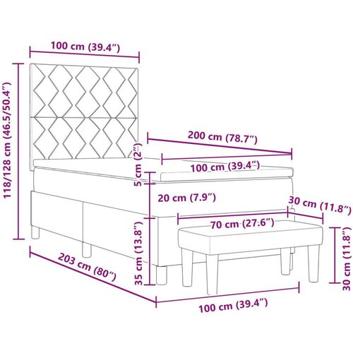 VidaXL Postelja s &amp;scaron;katlo z leži&amp;scaron;čem in klopjo temno siva 100x200 cm tkanina Slike