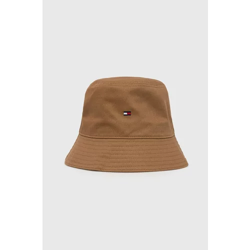 Tommy Hilfiger Bombažni klobuk rjava barva