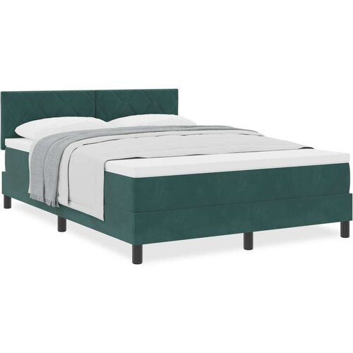 VidaXL Box Spring Krevet s Madracem Tamno Zelena 140x190 cm Velur Slike