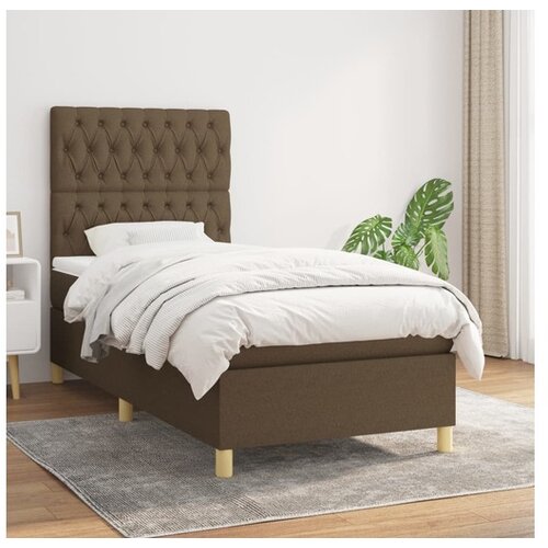 vidaXL Krevet s oprugama i madracem tamnosmeđi 90 x 190 cm od tkanine Cijene