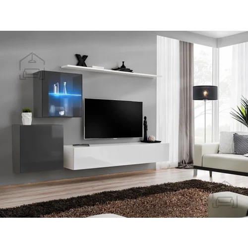 ASM Meble Dnevni TV regal Switch XV 250 cm LED - grafit/bel