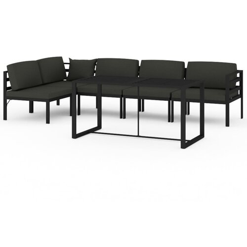 vidaXL Vrtna sedežna garnitura 6-delna z blazinami aluminij antracit, (20975530) Cene