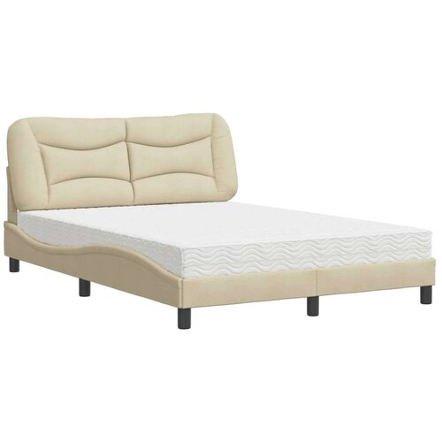  Krevet s madracem krem 140x200 cm od tkanine Slike