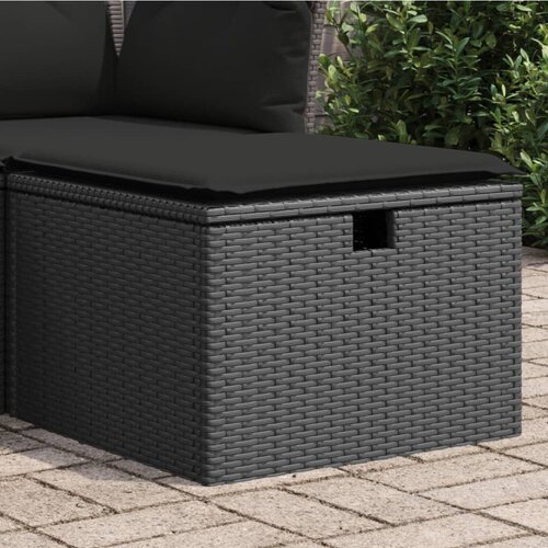 vidaXL Vrtni tabure s jastukom crni 55 x 55 x 37 cm od poliratana Cijene