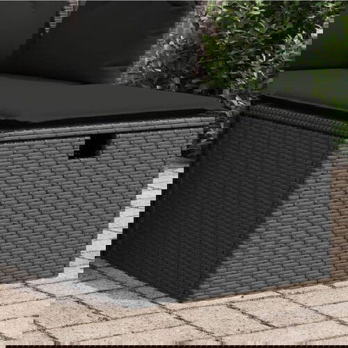 VidaXL Vrtni tabure s jastukom crni 55 x 55 x 37 cm od poliratana Slike