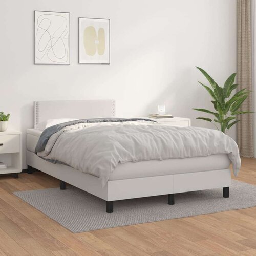 Box spring postelja z vzmetnico bel 120x200 cm umetno usnje, (20725538) Slike