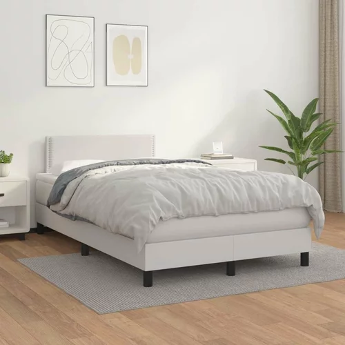  Box spring postelja z vzmetnico bel 120x200 cm umetno usnje, (20725538)