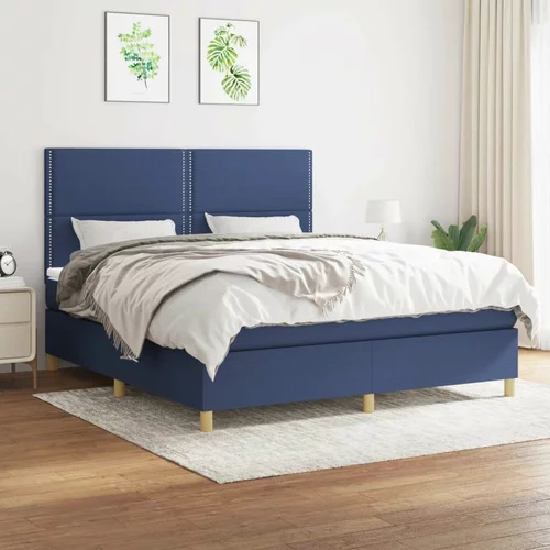  Box spring postelja z vzmetnico modra 180x200 cm blago, (20892731)