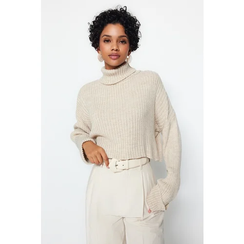 Trendyol Stone Crop Basic Knitwear Sweater