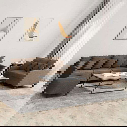  3-dijelni set sofa s jastucima smeđi od tkanine Cijene