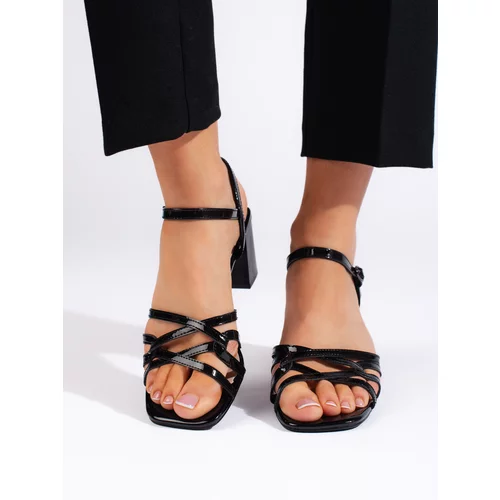 SERGIO LEONE Black elegant low-heeled sandals by