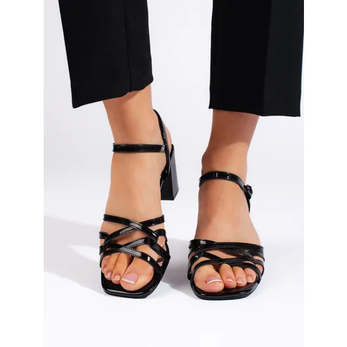 Sergio Leone Black elegant low-heeled sandals by