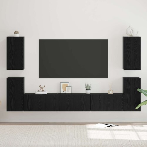  Set TV komoda 7 kom. Crni hrast Konstruirano drvo Cene