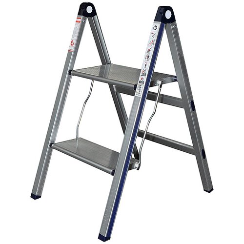 STABILOMAT aluminijasta gospodinjska lestev 2+1 (delovna višina: 2,18 m, nosilnost: 150 kg) Cene