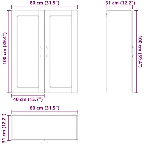  Zidni kuhinjski ormarić Visoki sjaj bijela 80 x 31 x 100 cm Slike
