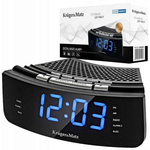 Moderna LCD elektronska FM radio budilka AUX črna Slike