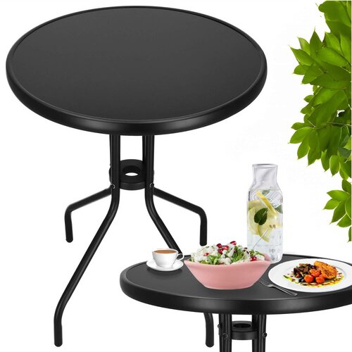 Springos metalni okrugli vrtni stol, 60 cm, crni Slike