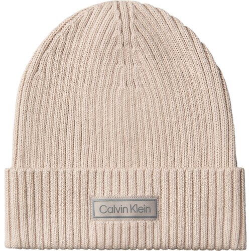 Calvin Klein Kapa Patch Chunky Rib Cotton Beanie LV04D8053G Bež Slike