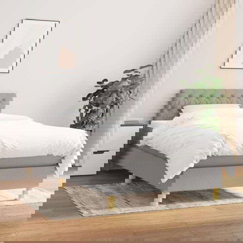  Box spring postelja z vzmetnico svetlo siv 100x200 cm blago, (20724527) Slike