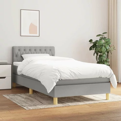  Box spring postelja z vzmetnico svetlo siv 100x200 cm blago, (20724527)