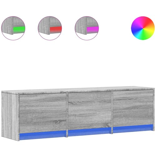 Maison Chic TV omarica - TV stojalo - Televizijska omarica z LED siva sonoma 140x34x40 cm inženirski les, (21699011) Slike