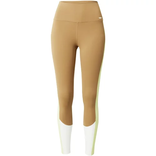 ATHLECIA Sportske hlače 'Sukey' smeđa / neonsko žuta / bijela