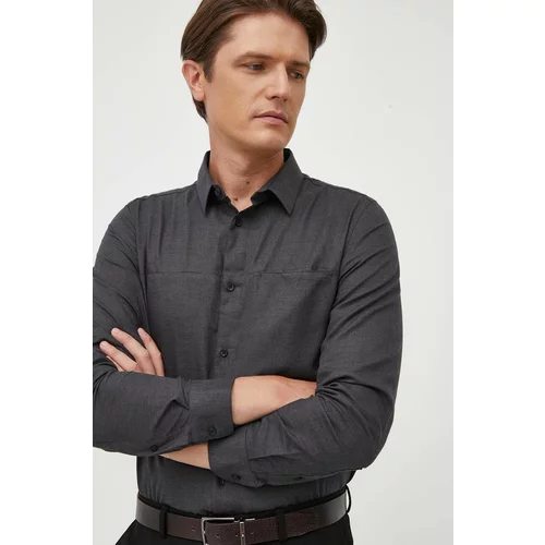 Calvin Klein Bombažna srajca moška, siva barva