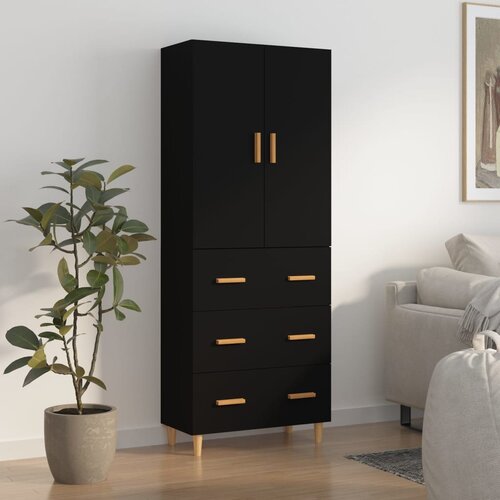 VidaXL Visoka komoda črn 70x34x180 cm inženirski les Slike