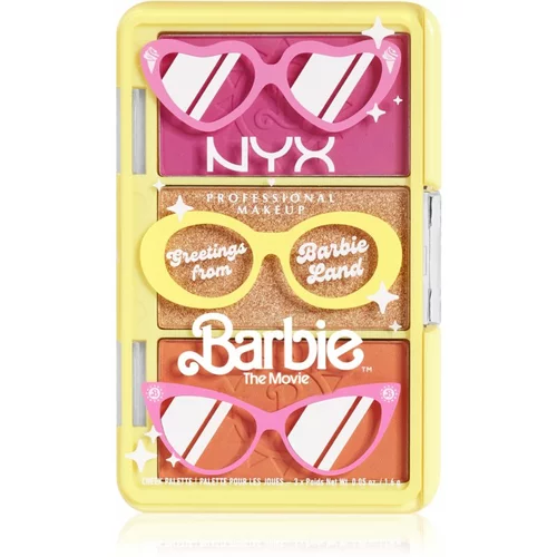 NYX Professional Makeup Barbie Mini Cheek Palette paleta highlightera i rumenila 28 g