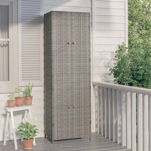 vidaXL Vrtna omara za shranjevanje siva 59x40x180 cm poli ratan Cene